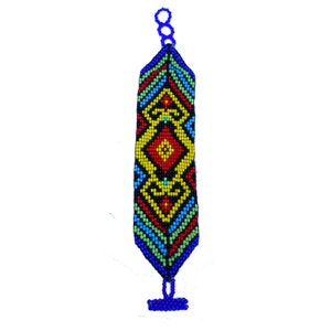 Huichol Mexican 1.4 inch Wide Friendship Bracelet, Hippie Friendship Bracelet, Traditional Mexican Glass Bead Multicolor Bracelet or Anklet.