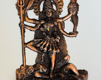 Handmade Kali Statue: Energized Mahakali Murti, Hindu Goddess Home Decor
