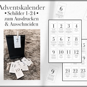 Advent calendar signs numbers 1-24 to download l Christmas l Calendar l Gift idea l Christmas calendar