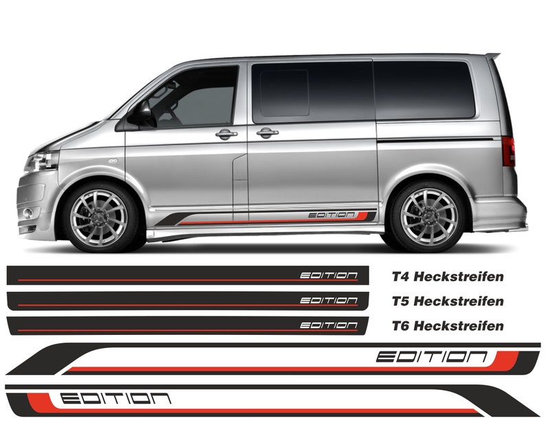 Set d'autocollants pour bandes latérales EDITION sur mesure pour bandes décoratives VW T6 T6.1 T5 T4 image 1