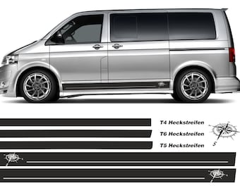 Jeu d'autocollants bandes latérales KOMPASS sur mesure pour VW T6, T5, T4 T5