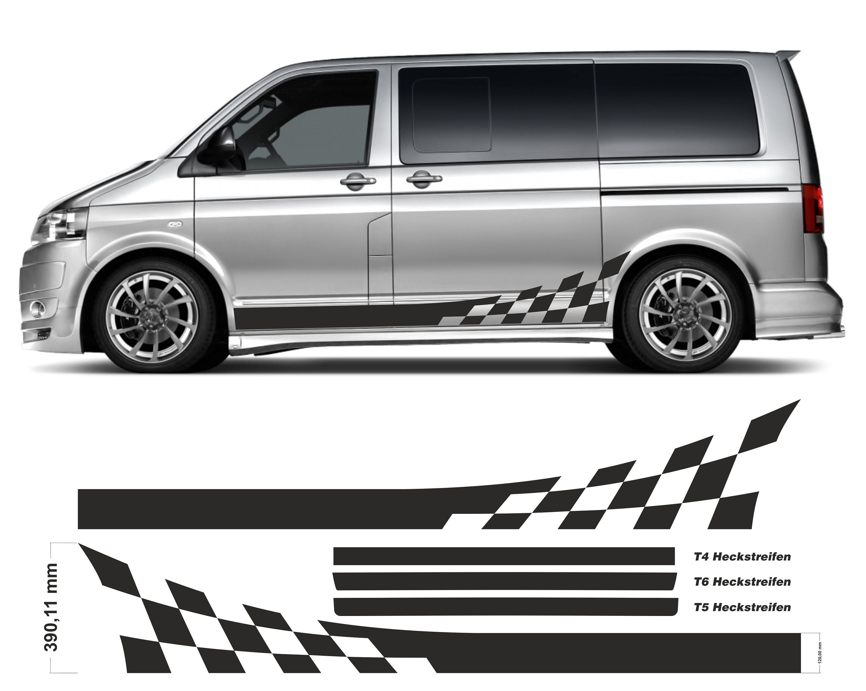 Multivan Sticker Side Stripe Sticker Set FINISH FLAG Suitable for VW T6, T5, T4 Multivan ...