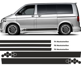 Jeu d'autocollants bandes latérales HONEYCOMB BLANK pour VW T6, T5, T4 Wa-02