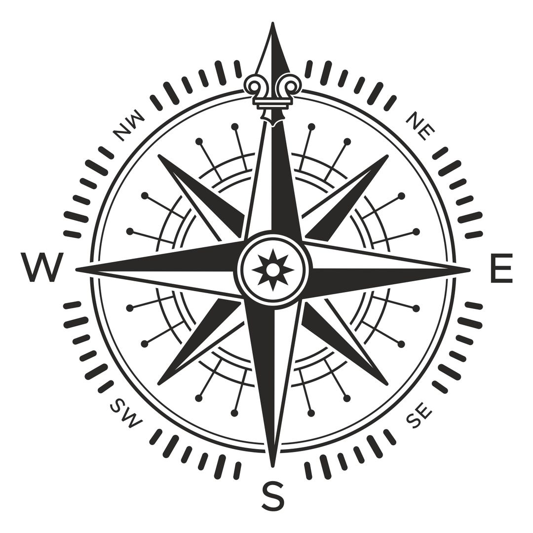 Compass Car Sticker | Vinyl Sticker Wind Rose | Outdoor & Adventure ...