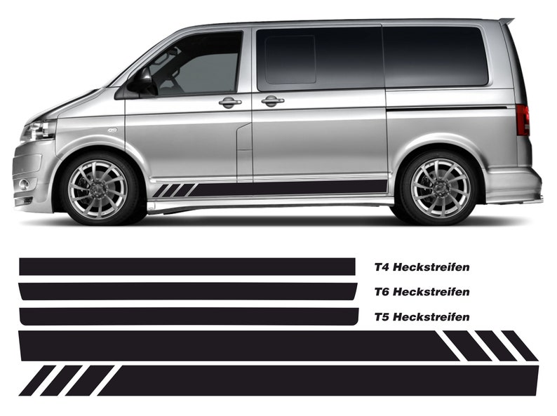 Jeu d'autocollants bandes latérales sans texte BLANK pour VW T6 T6.1 T5 T4 T6 image 1