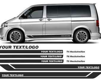 Jeu d'autocollants bandes latérales WUNSCHTEXT sur mesure pour VW T6, T6.1, T5, T4 FW-01