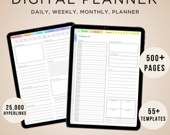 Undated Digital Planner 2024, Productivity Organiser, 2024 Digital Diary, Digital Journal, 2024 Digital Planner, Digital Calendar, 2024 2025