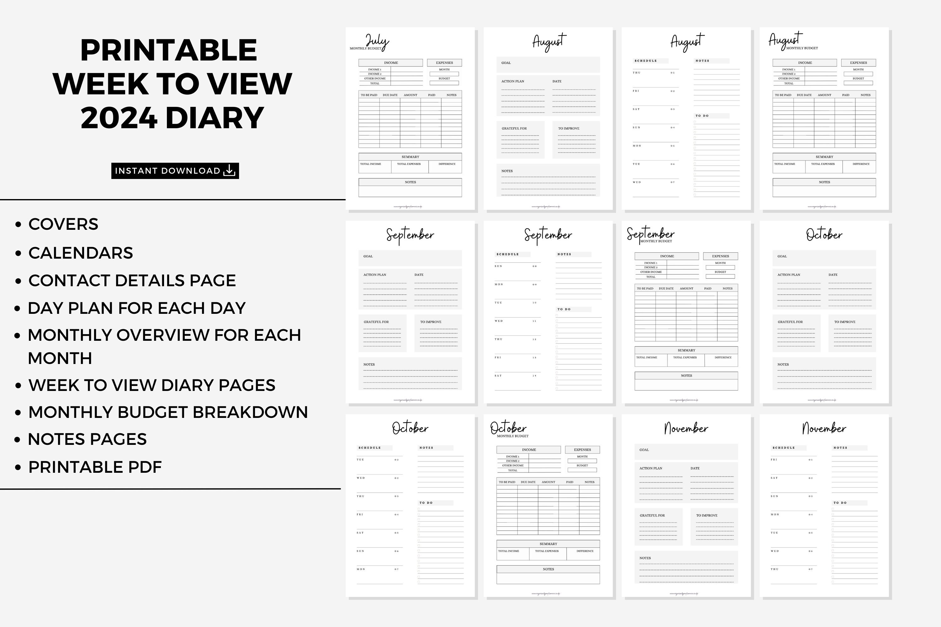 Printable 2025 Diary Printable 2025 Week to View Diary Budget Etsy Hong Kong