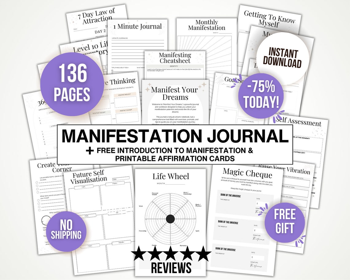 Printable Manifestation Journal Printable Manifestation Workbook, Law of Attraction Planner, Law ...