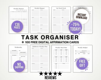 Weekly Planner Printable, Task Organizer Printable, Weekly Agenda Organizer, Productivity Printable Planner, Printable Weekly Schedule