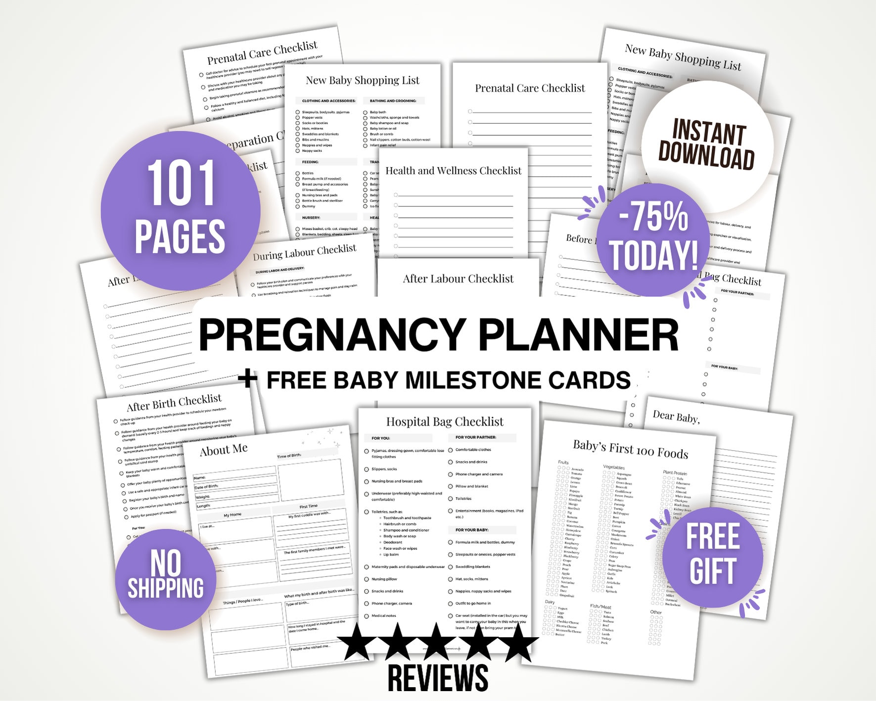 Printable Pregnancy Checklists, Maternity Planner, Printable Baby Prep ...