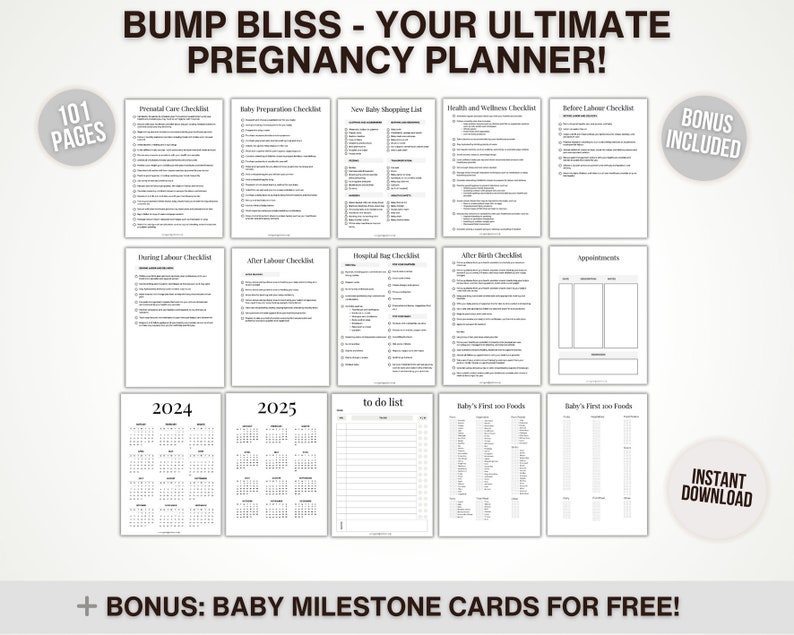 Printable Pregnancy Checklists, Maternity Planner, Printable Baby Prep, Baby Planning, Printable Pregnancy To-Do List, Pregnancy Organiser image 3