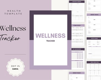 Printable Wellness Tracker Holistic Health Journal, Print & Edit PDF, Self Care, Wellness Journal, Mental Health Emotional Wellbeing Journal