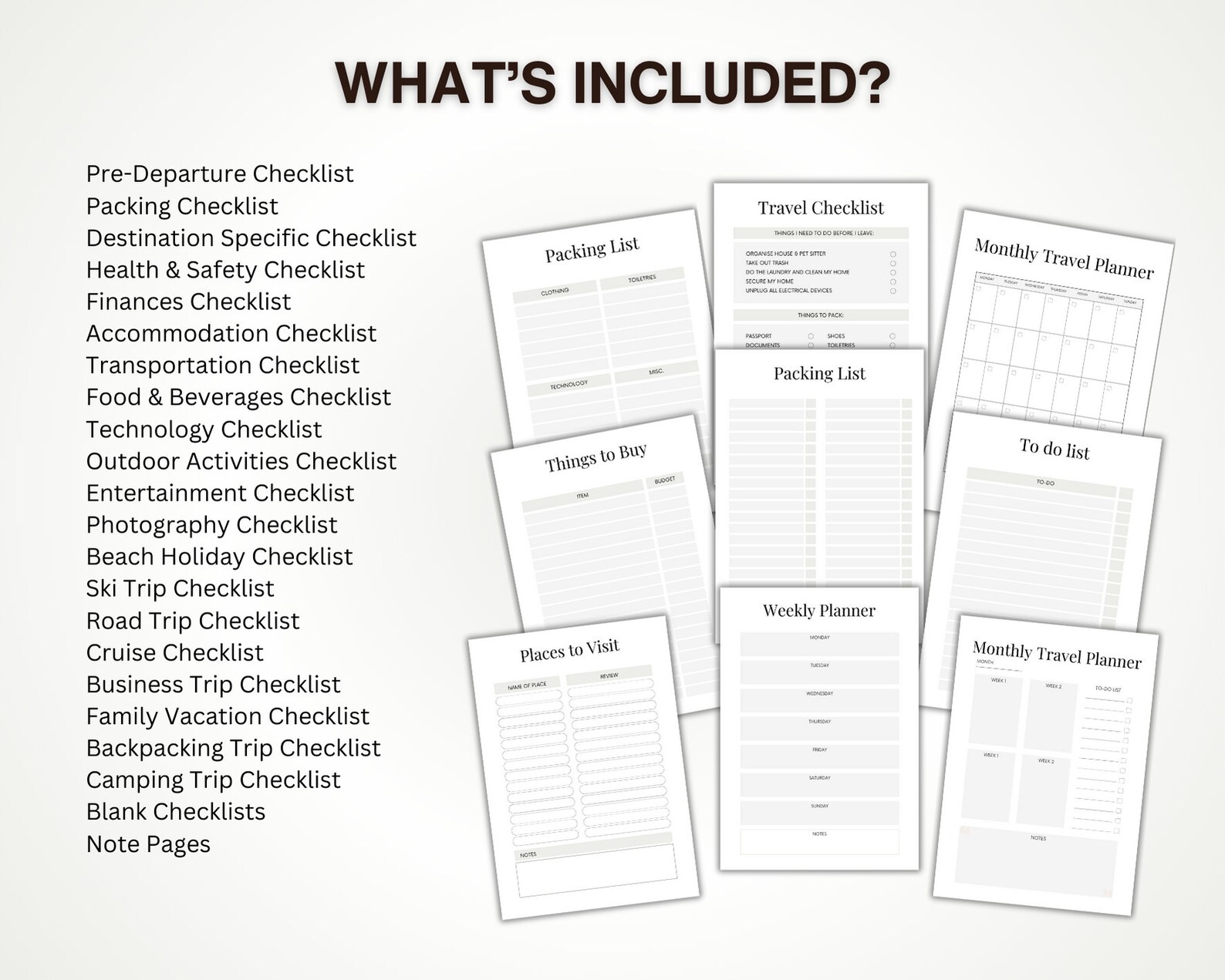 Travel Planner Printable, Travel Checklist Printable, Printable ...
