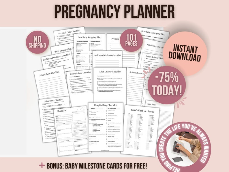 Printable Pregnancy Checklists, Maternity Planner, Printable Baby Prep, Baby Planning, Printable Pregnancy To-Do List, Pregnancy Organiser image 1