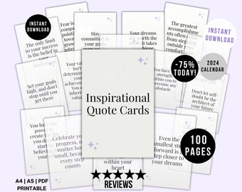 Printable Inspirational Quote Cards, Motivational Mindset Quotes, Positive Thinking Cards, 100 Printable Quotes, Inspirational Quotes Print