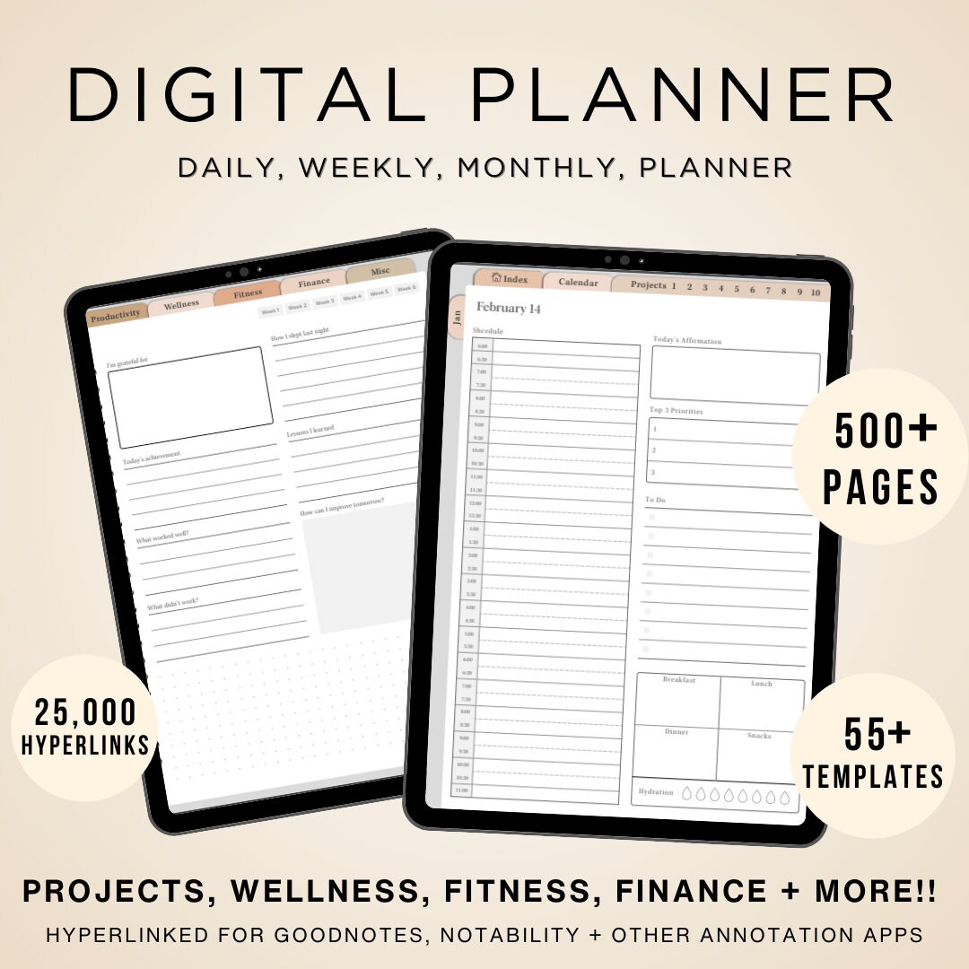Premium 2024 Digital Planner 2024 2025 Undated iPad Goodnotes ...