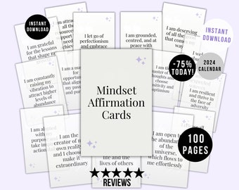 Positive Affirmation Cards, Mindset Affirmations Printable, Inspirational Motivation Printables, Encouraging Quote Deck, 100 Positive Quotes