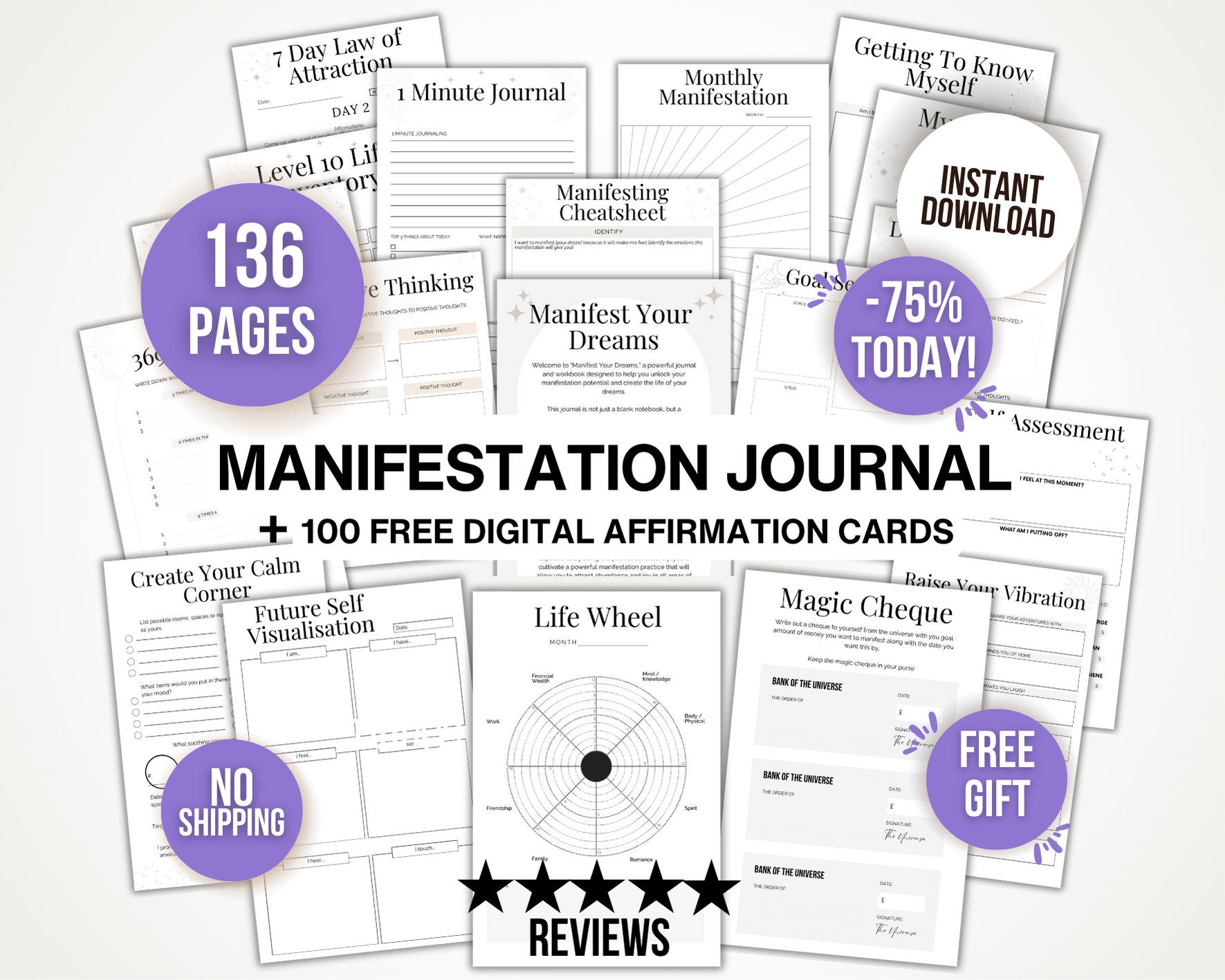 Printable Manifestation Journal Printable Manifestation Workbook, Law of Attraction Planner, Law ...