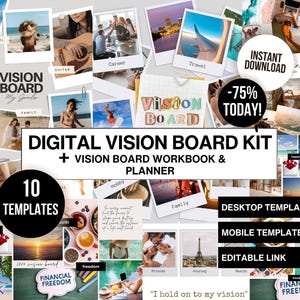 Kit de tableau de visualisation numérique, Tableau de visualisation personnalisable, Modèle de tableau de visualisation, Modèle de tableau de visualisation modifiable, Tableau de vision numérique, Tableau de vision