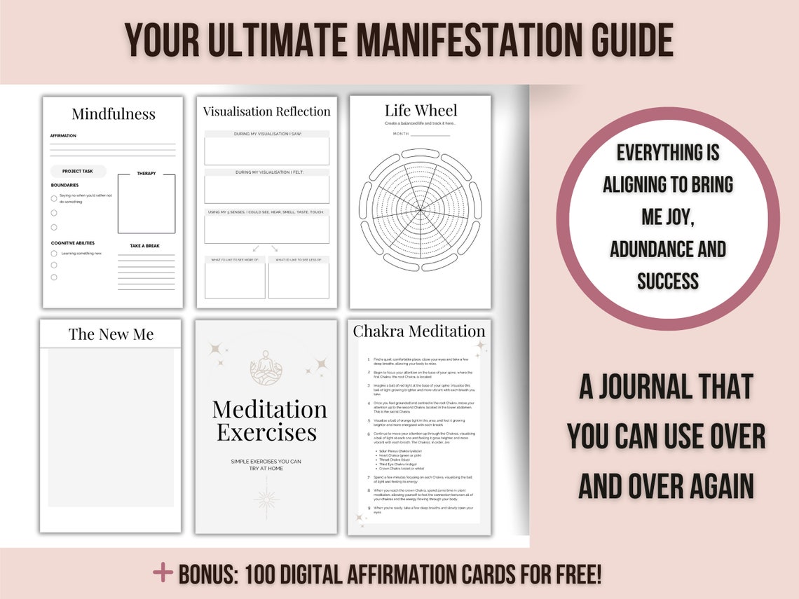 Printable Manifestation Journal Printable Manifestation Workbook, Law of Attraction Planner, Law ...