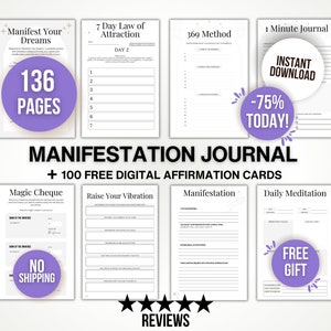 Printable Manifestation Journal Printable Manifestation Workbook, Law of Attraction Planner, Law of Attraction Journal, Manifesting Tools image 1
