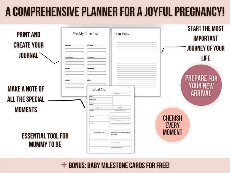 Printable Pregnancy Checklists, Maternity Planner, Printable Baby Prep, Baby Planning, Printable Pregnancy To-Do List, Pregnancy Organiser image 3