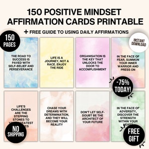 Positive Affirmationen, Mindset Affirmationen zum Ausdrucken, Inspirational Motivation Printables, Ermutigendes Zitat Deck, 100 Positive Zitate