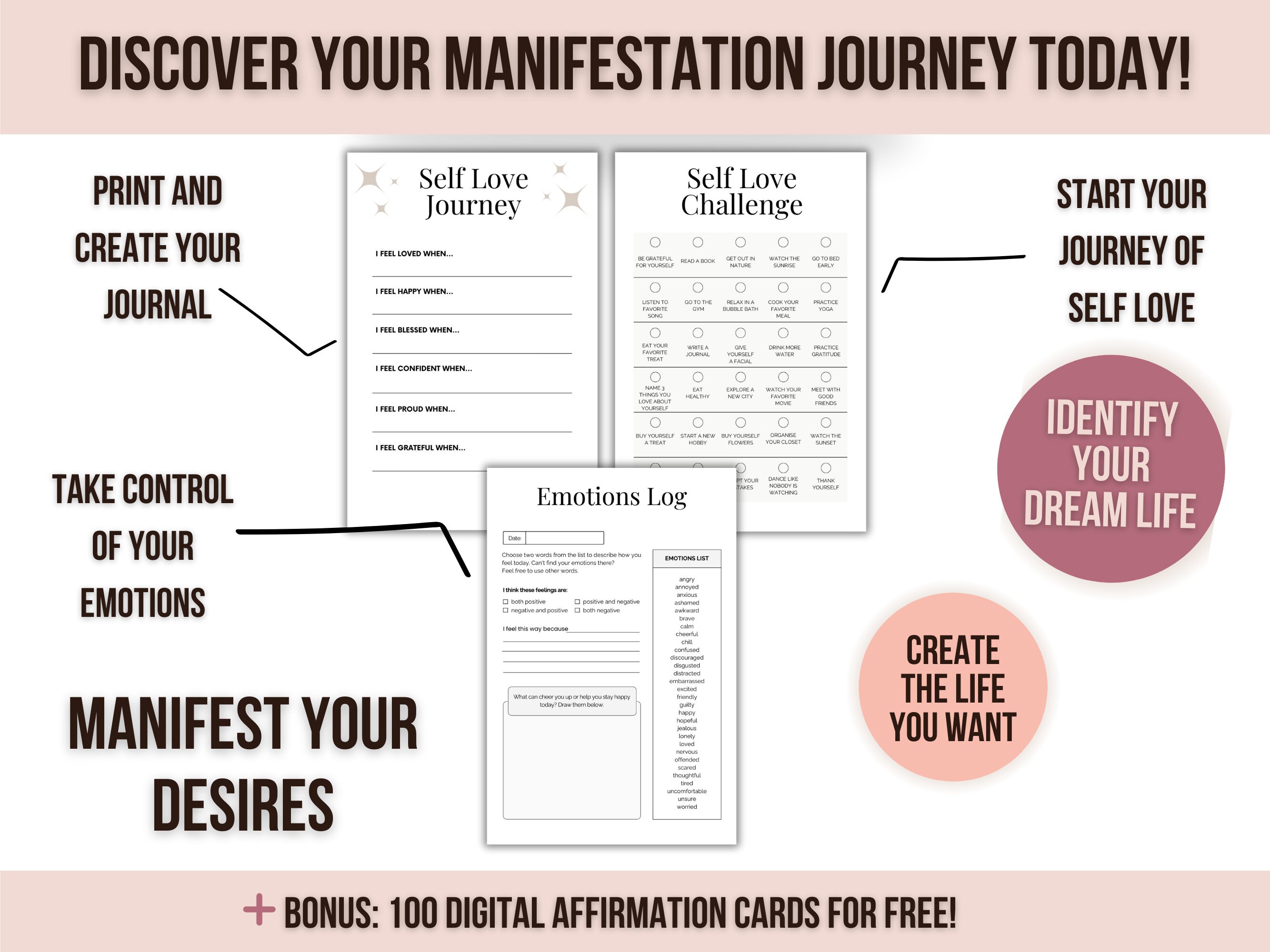 Printable Manifestation Journal Printable Manifestation Workbook, Law of Attraction Planner, Law ...