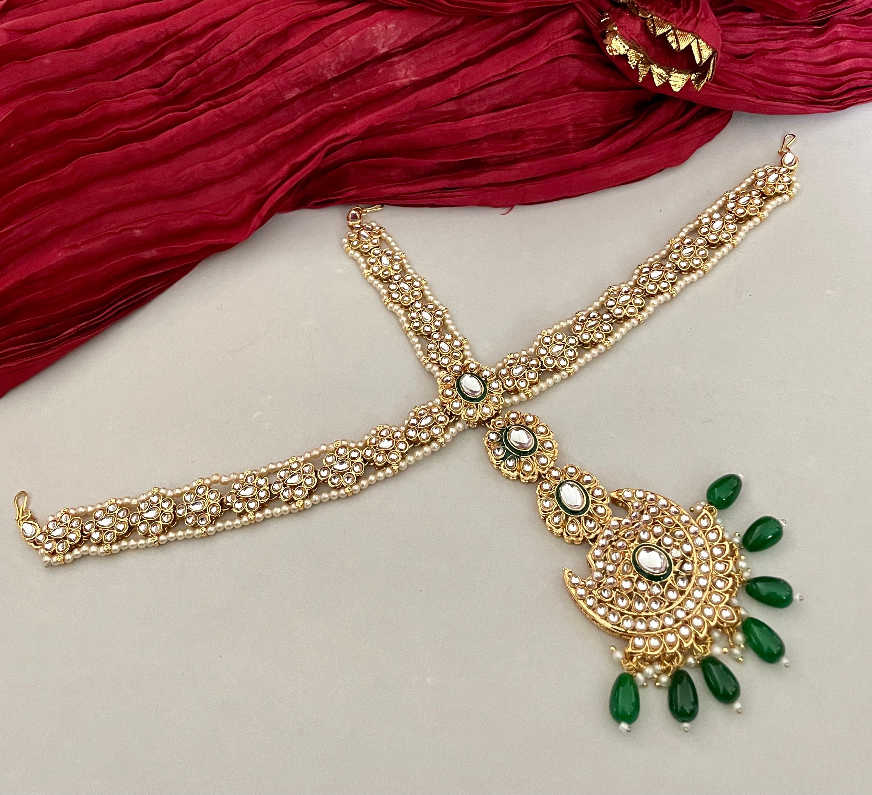 Indian Bridal Jewelry Set/full Bridal Set/emerald Green Kundan Etsy