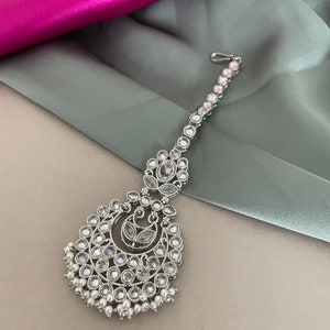 Silver Bridal Tika/Polki Maang Tika/Tikka/Silver Polki Tika/Indian Jewelry/Head Jewelry/Wedding Jewellery/Hair Jewelry