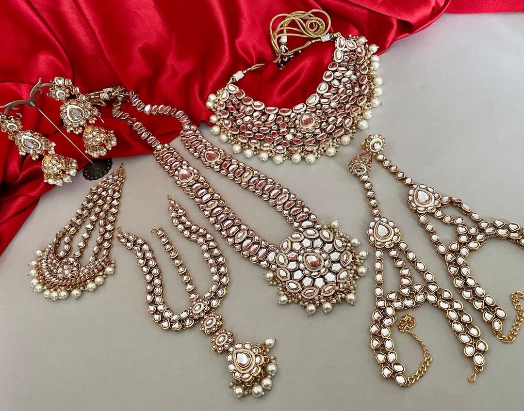 Indian Bridal Jewelry Set/full Bridal Set/kundan Necklace Set/indian Jewelry/meenakari/bollywood