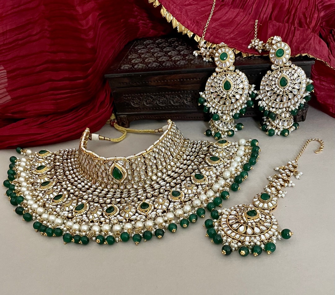 I Jewels 18K Gold Plated Indian Wedding Necklace Set – Kundan & Pearl - View #14