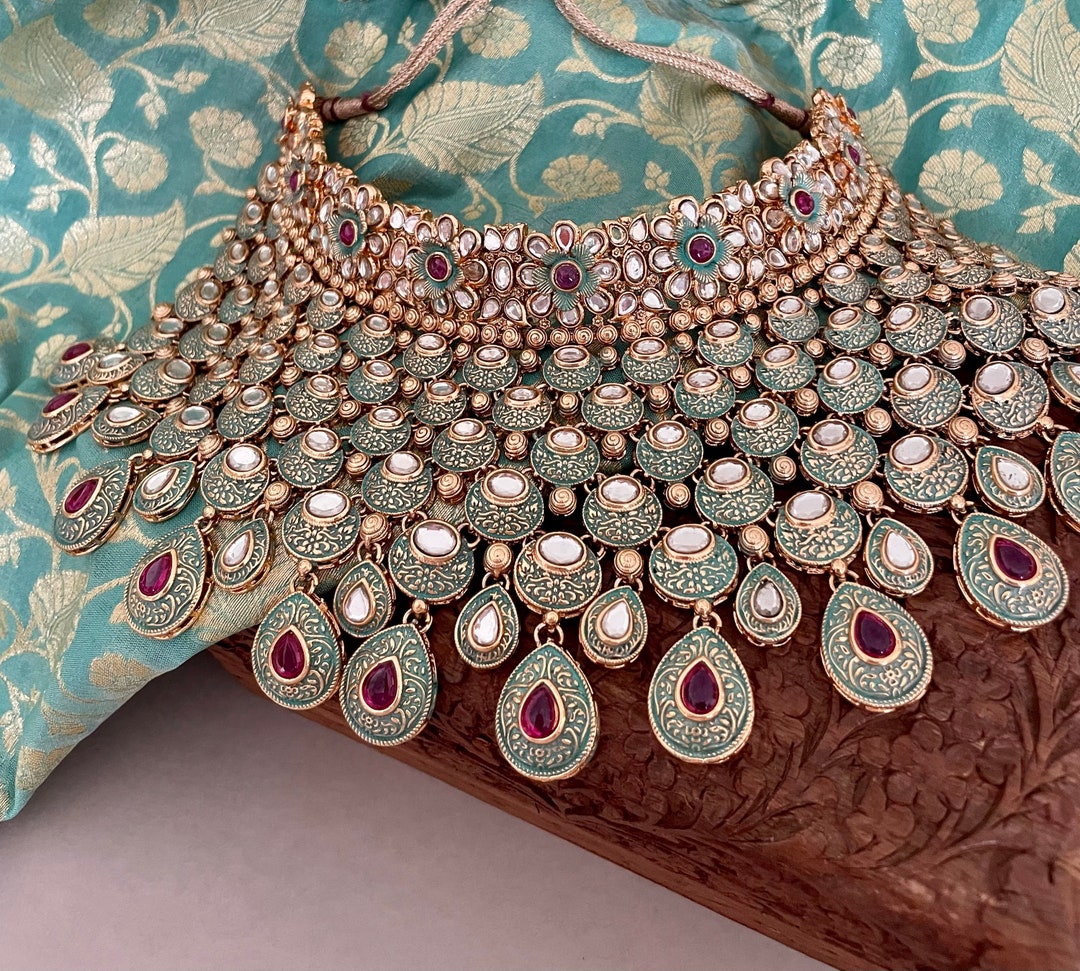 Indian Bridal Jewelry Set/kundan Bridal Set/ruby & Mintgreen Etsy
