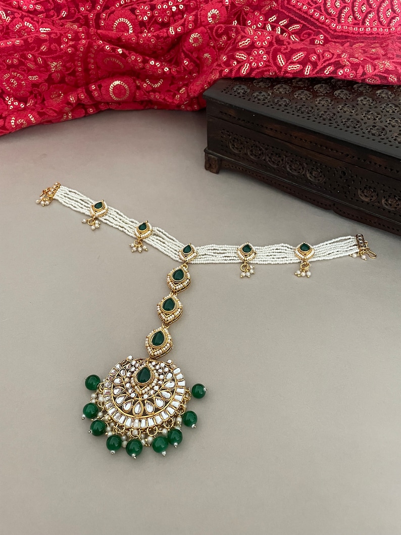 Indian Bridal Jewelry Set/full Bridal Set/emerald Green Kundan Etsy