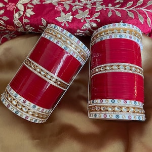 Nuptiale rouge Choora/Kundan mariée Chooda/Punjabi mariage Choora/traditionnel rouge Chura/Suhaag Chooda/mariage Chooda/bijoux indiens