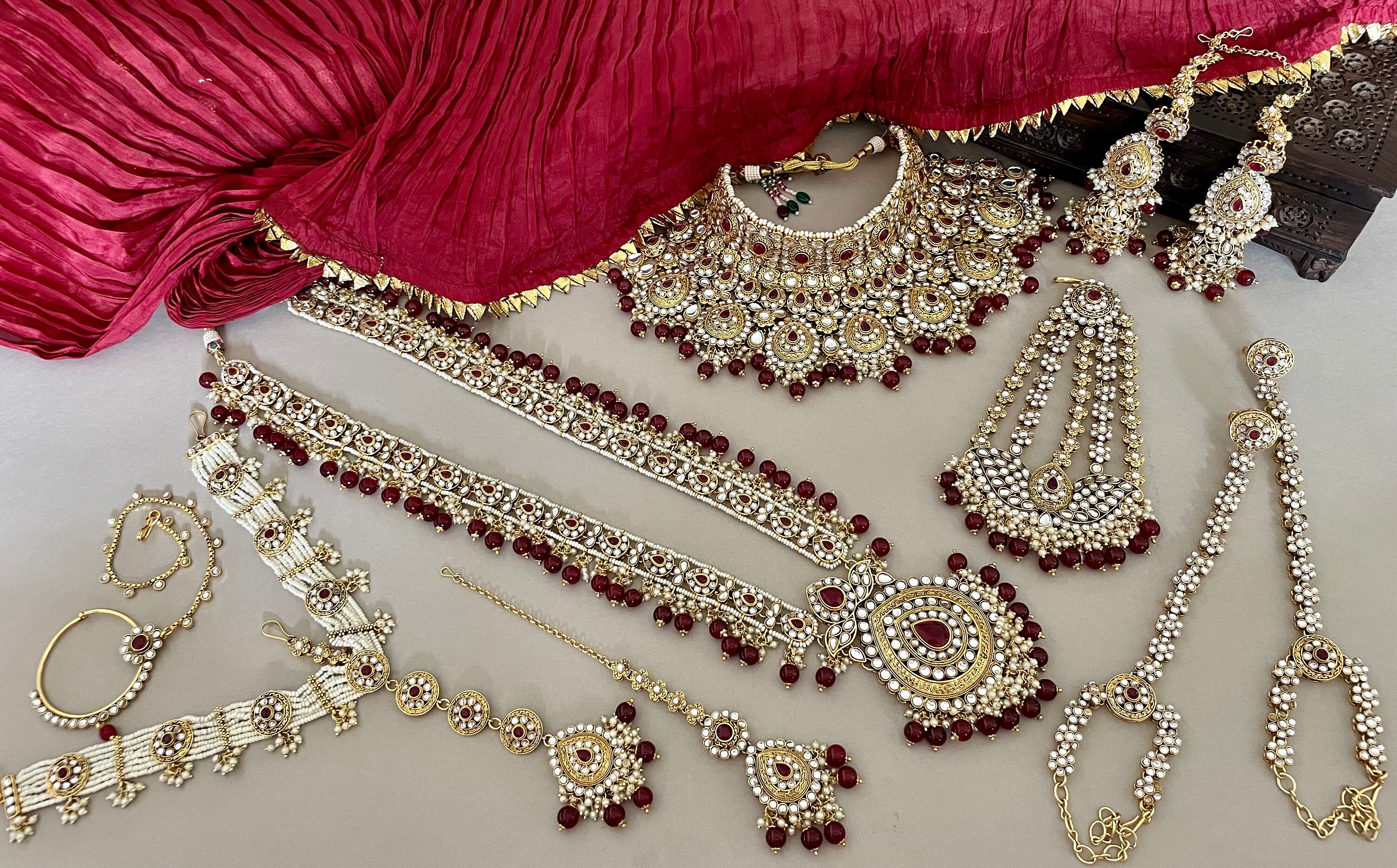 Indian Bridal Jewelry Set/full Bridal Set/ruby Red Kundan Etsy