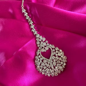 Diamond Bridal Tika/Fine Jewelry/Clear Diamond Tika/CZ Maang Tika/Designer Tikka/Indian Jewelry/Headpiece/Wedding Jewelry/Hair Jewelry