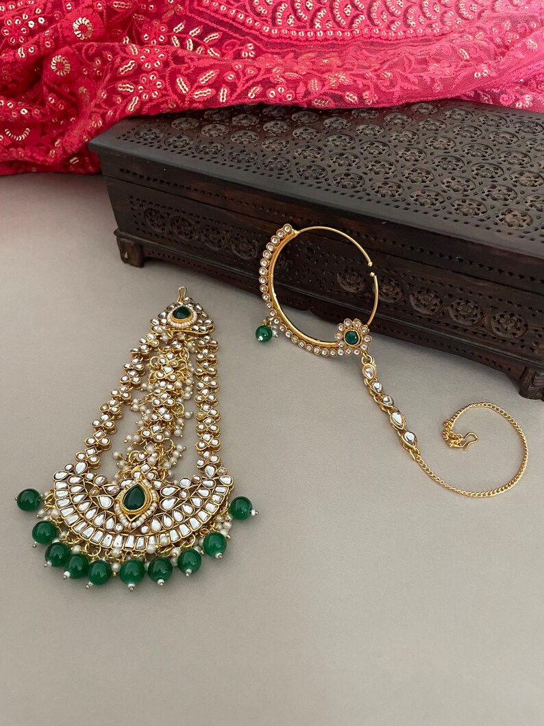 Indian Bridal Jewelry Set/full Bridal Set/emerald Green Kundan Etsy