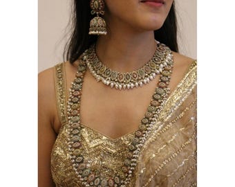 Set di gioielli da sposa indiani/Set da sposa Jadau/Set di collane da sposa multicolori/Set Navratan/Gioielli indiani/Sheeshpatti/Set da sposa