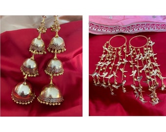 Kaleera nuziale/uccello Kaliras/Jhumka Kaliras/matrimonio Kalira/matrimonio Punjabi Kalira/gioielli da sposa/tradizionale Kaleera d'oro/matrimonio indiano