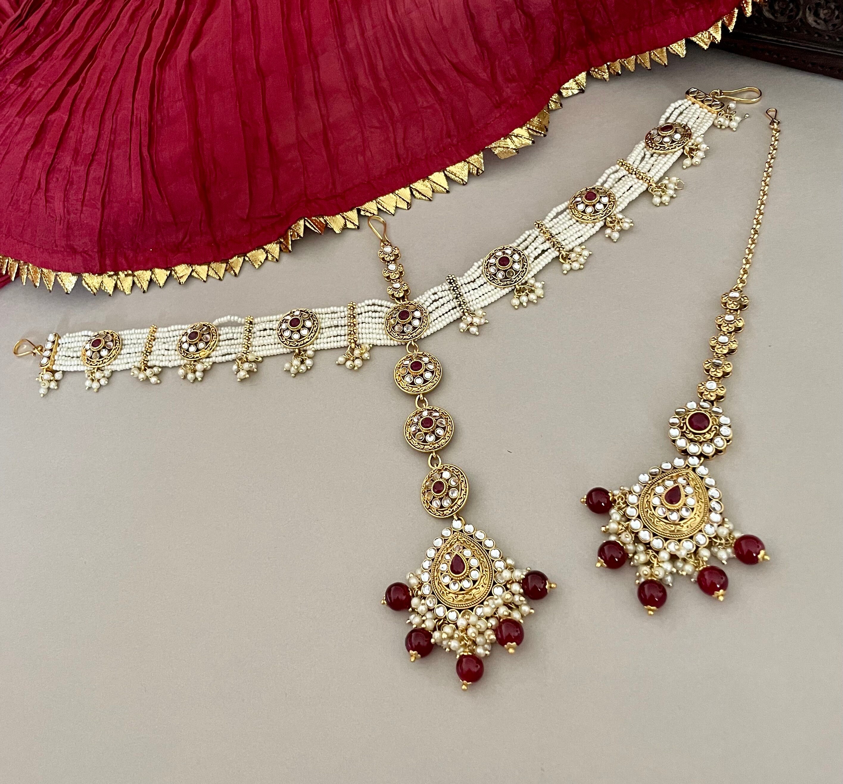 Indian Bridal Jewelry Set/full Bridal Set/ruby Red Kundan Etsy