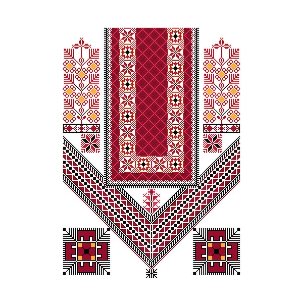 Palestinian Tatreez Ramallah Thobe design Cross Stitch Pattern | Instant PDF Download