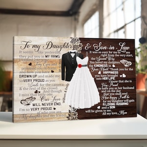 Personalized Wedding Canvas Art: Daughter & Son-in-Law Gift, Rustic Marriage Keepsake