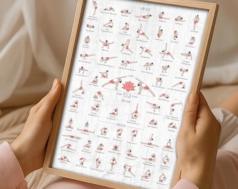Iyengar Yoga Asanas Chart: Yoga Studio Canvas Poster
