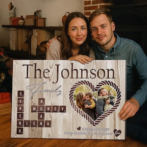 Personalized Family Name Canvas - Custom Family Scrabble Wall Art - Crossword Scrabble Family Gift - Name Puzzle Christmas Gift For Parents