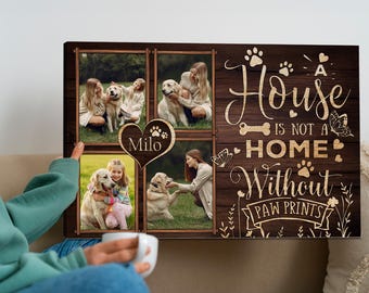 Personalized Pet Photo Canvas: Paw Prints Memorial Wall Art
