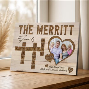 Personalized Family Name Canvas - Custom Family Scrabble Wall Art - Crossword Scrabble Family Gift - Name Crossword Puzzle Christmas Gift