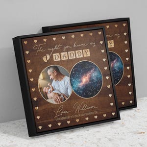 Carte des étoiles personnalisée La nuit où vous êtes devenu mon papa - Premier cadeau de fête des pères personnalisé avec photo, nom Date - Carte des étoiles pour la première fois pour papa
