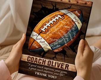 Personalized Football Coach Gift Canvas, Team Thank You Keepsake